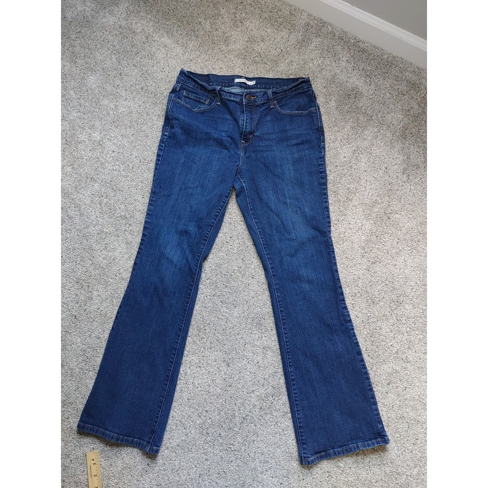 Levis 515 Womens Denim Blue Jeans Size 12 32x30 Boot Cut Dark Wash Stretch Worn